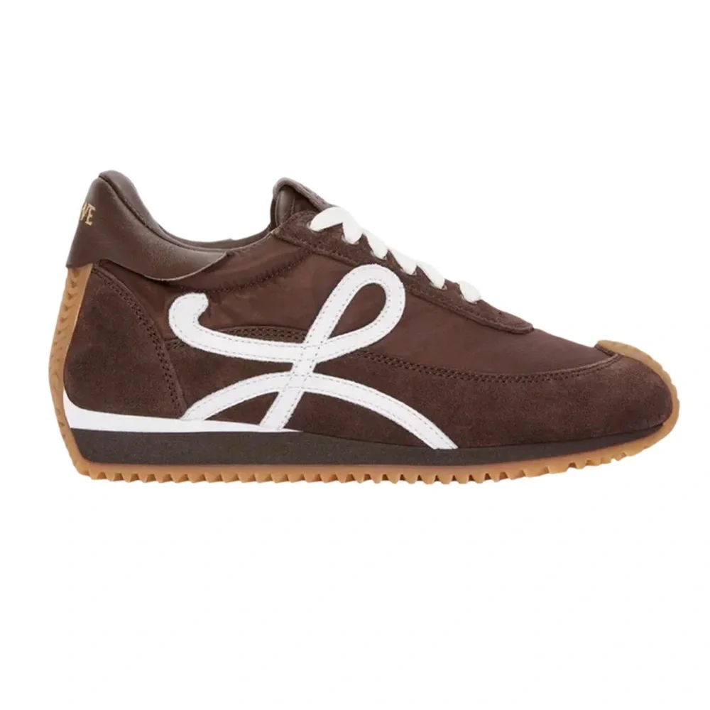 Loewe Flow Runner Nylon and Suede Sneakers in Chocolate Brown ‘Shitake Mushroom’ - Picture 1 of 16
